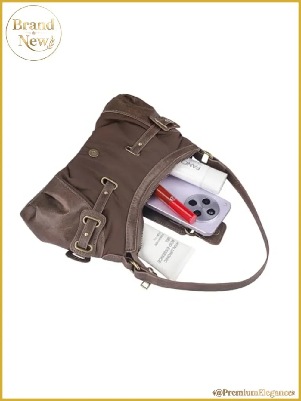 Y2K Retro Vintage Grunge Small Hobo Purse Shoulder Bag | Faux Leather Nylon